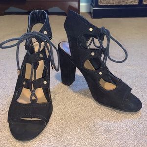 Black Suede Indigo Rd. block heels! size women’s 8